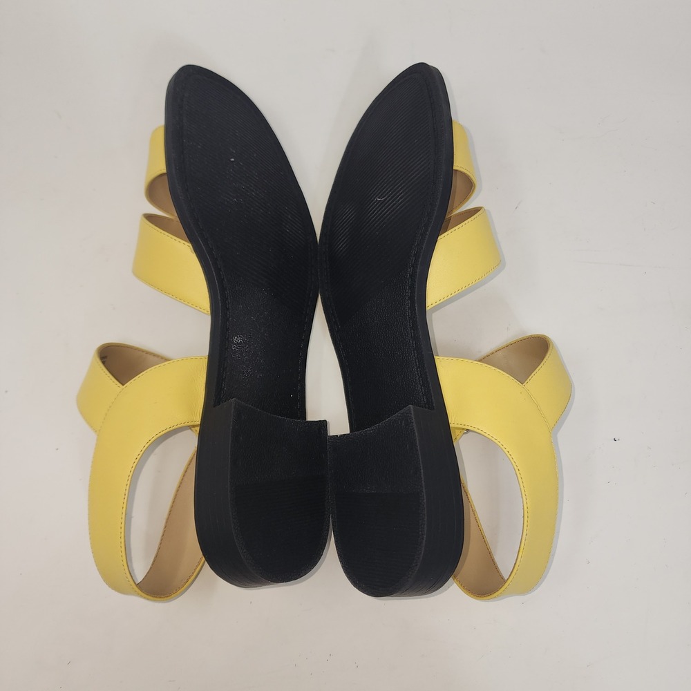 Madeline Stuart Pickles Sandals Womens 10M Yellow Leather Strappy Block Heel - Picture 7 of 11